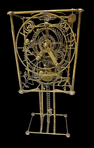 SIGNED 1977 GORDON BRADT KINETIC SEVEN MAN WORKING CLOCK SEE DECRIPTION