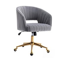 Velvet Office Desk Chair, Modern Adjustable Home Desk Chair with Wheels, Grey