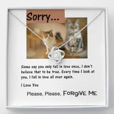 Love Knot Necklace, Apology Message Card Jewelry for Her, Cat Lover Gift, Christ