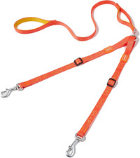 Double Dog Leash, No Tangle 360  Swivel, Adjustable Two Padded Handles, Double C