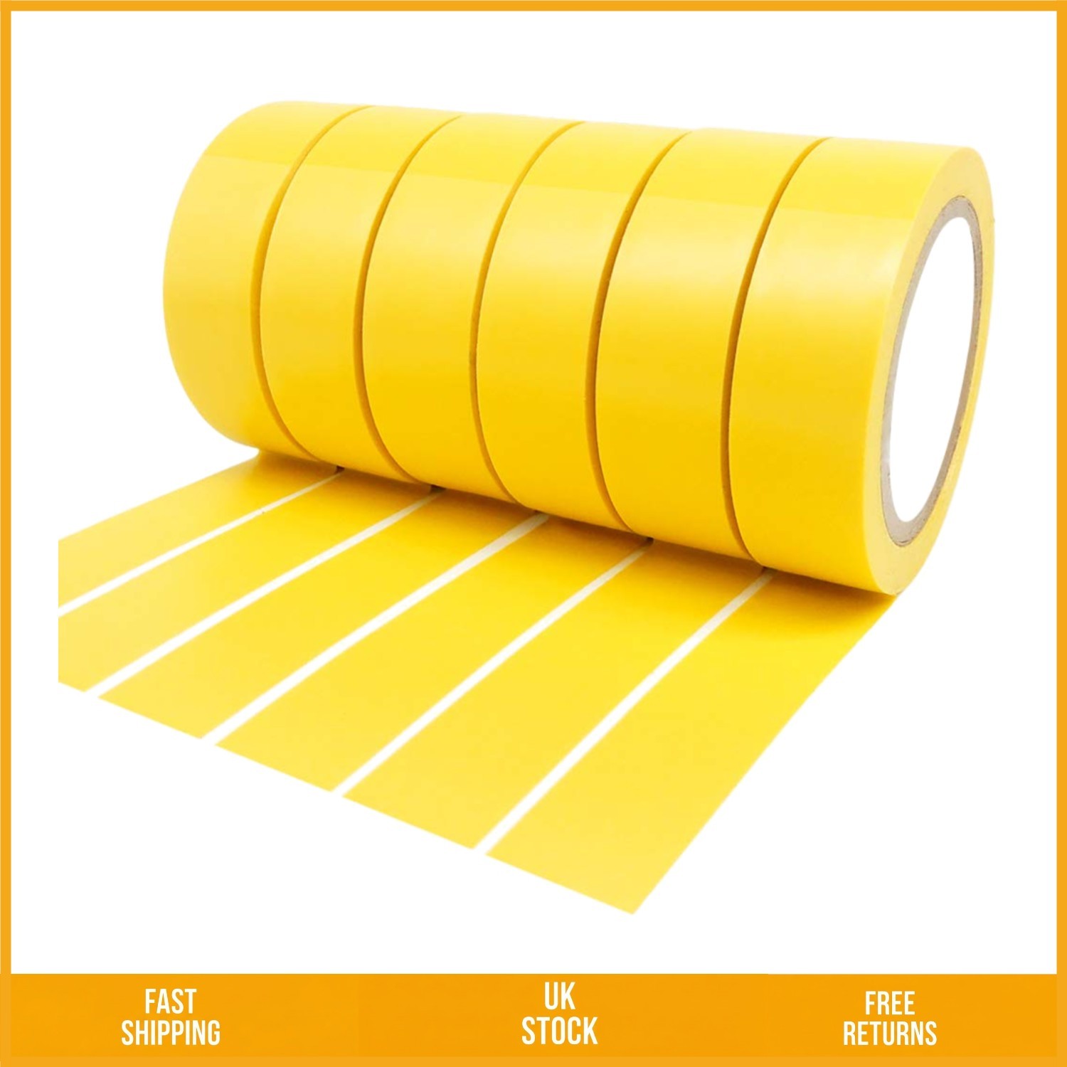 Professional Yellow Electrical Insulation Tape Strong PVC Adhesive 17mm x 9m 6pk