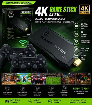 Retro Console with 10 Emulators and 20,000 pre-Loaded Games 4k Resolution