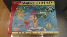 WORLD MAP FLOOR PUZZLE Melissa Doug 33 Jumbo Pieces 2 x 3 feet 446 COMPLETE
