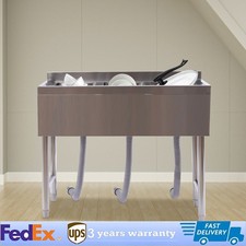 Three 3 Compartment Stainless Steel Commercial Kitchen Bar Sink