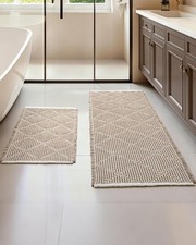 Waffle Bath Mat Set Non Slip Bathroom Rugs Sets 2 Piece Ultra Absorbent Long