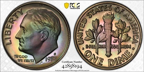 Photo of a 1982-S Roosevelt Dime Proof from an eBay listing that sold on Jul 18, 2026