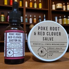 Organic Poke Root Red Clover Blossoms Castor Oil, Powerful Lymph and Blood Movin