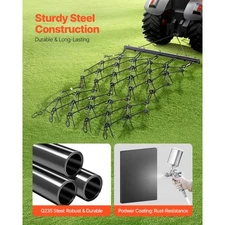 Drag Harrow, 4 ft x 5.6 ft Durable Chain Harrow with 80 Sharp Teeth, Suitable fo