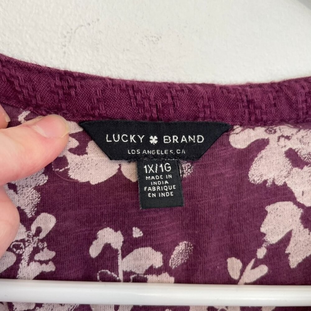 LUCKY BRAND Plus Size Split Neck Embroidered Peas… - image 4