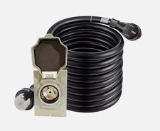 50 Amp 25FT Generator Cord and Waterproof Power Inlet Box Combo Kit ETL Listed