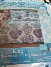ST MORITZ KING QUILT SET SEASHELLS NEW