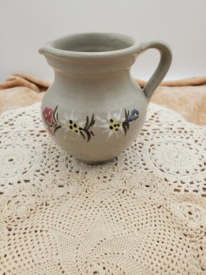 Vintage Stoob Pottery Creamer Pitcher Hand Painted  Edelweiss Flowers Austria