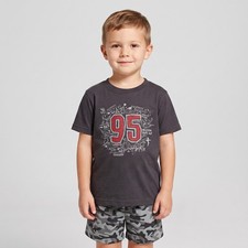 WonderKids Boy's Outfit Dinosaur Graphic Gray Tee Shirt  Camo Shorts in size 4T