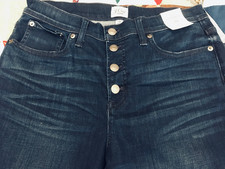 J. Crew Jeans Womens Sz 30 Button Fly Dark Wash Rise is 10 inch Brand You  tags