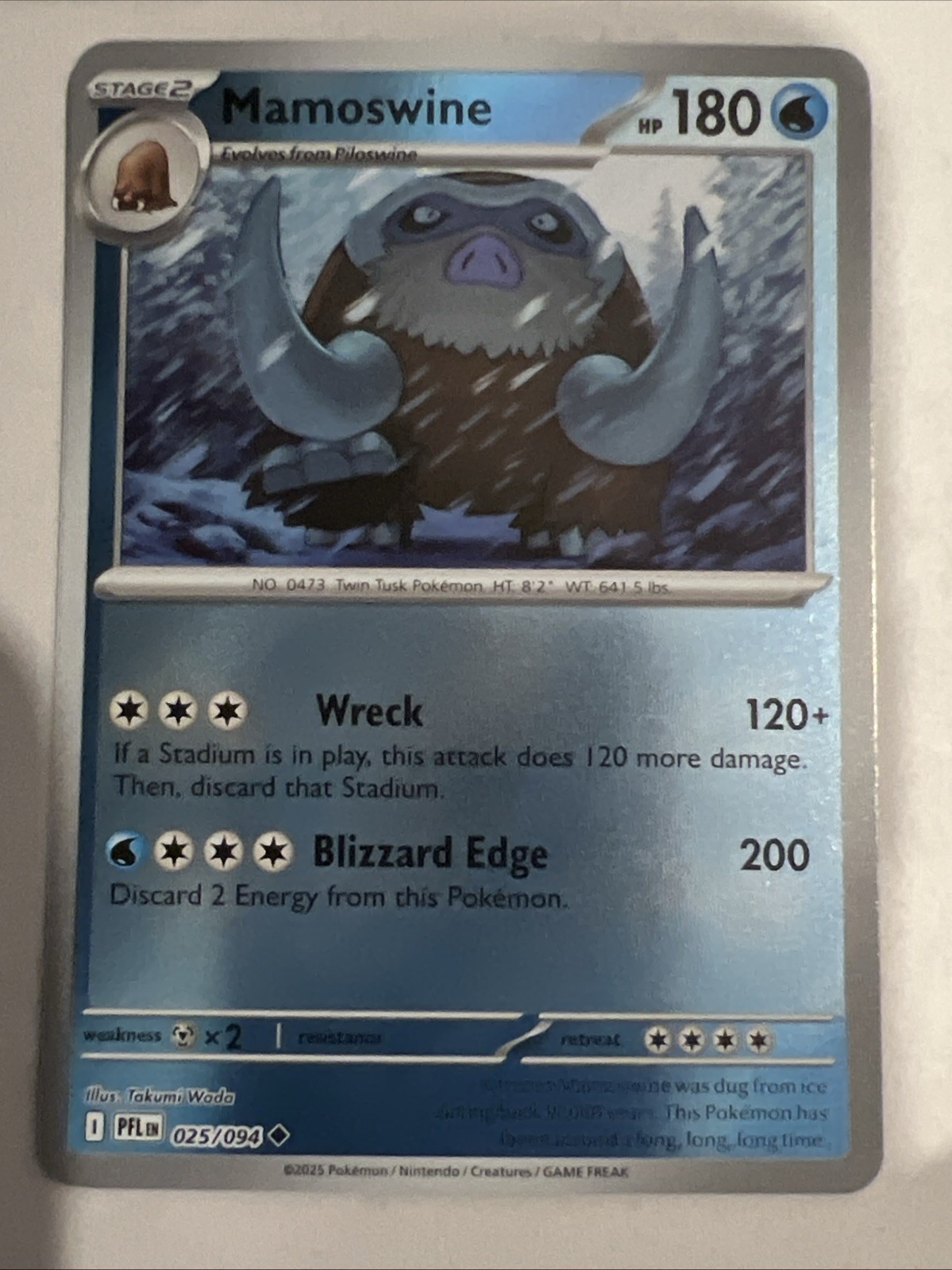 Me02: Phantasmal Flames Pokémon TCG Mamoswine 25/94 Reverse Holo