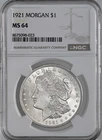 1921-P  $1  MORGAN SILVER DOLLAR  "PHILADELPHIA"  NGC MS64  #8675098-023
