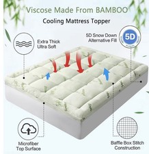 Full Size Premium Viscose Made from Bamboo Mattress Topper,1200 GSM Quilted
