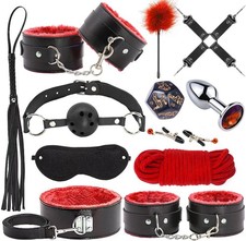 12-Piece Beginner Bondage Kit for Couples - Adjustable Plush Restraints, Soft...