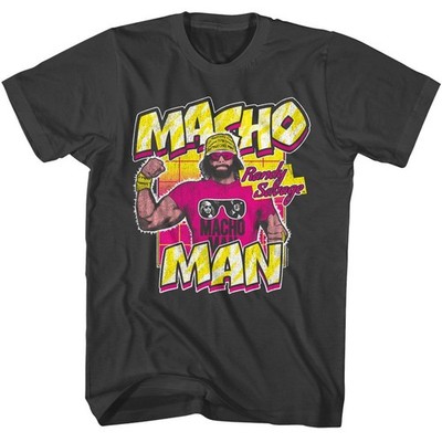 Macho Man - Randy Savage - American Classics - Solid Gray Adult Short Sleeve T-S