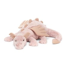 Jellycat Huge Rose Dragon Plush Toy, Pink with Sparkly Rose Gold Wings, 26 in