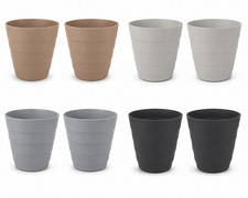 4Pcs Ribbed Plant Pot 19.5cm Modern Indoor Outdoor Flower Planter Patio Decor