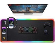 RGB Gaming Mouse Pad,15W Wireless Charging Mousepad with 10 Light Modes, Larg...