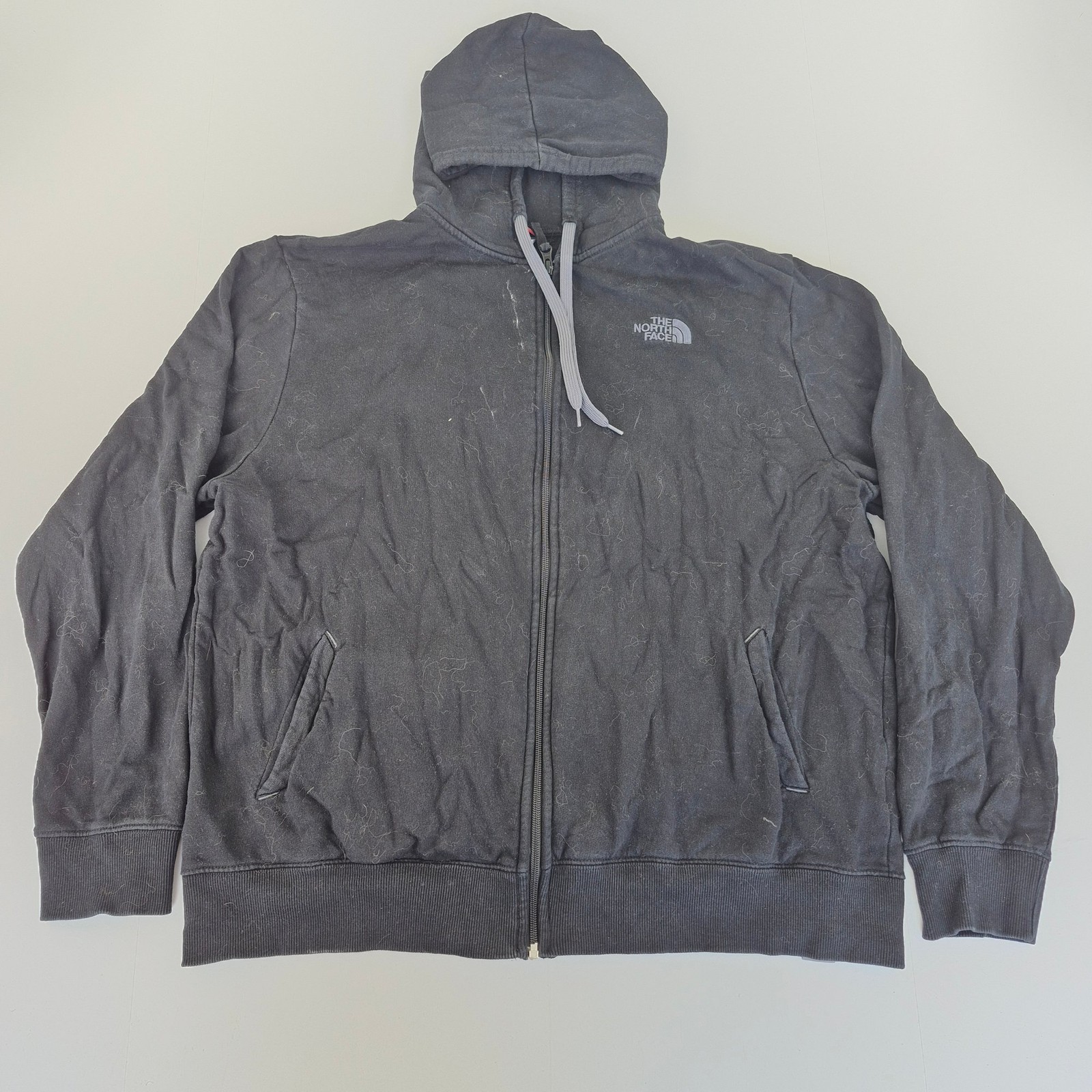 THE NORTH FACE Hoodie XL Negro Hombres Algodón Cremallera Completa Ropa Casual