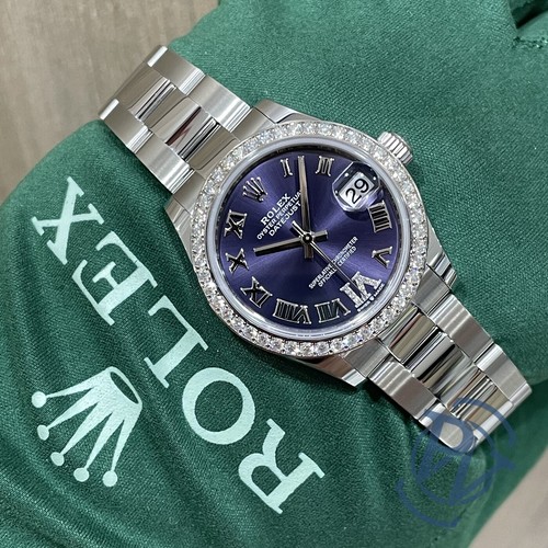 💜 Rolex Datejust 31 Aubergine Purple Roman Diamond Dial Bezel 278384 ORIGINAL💜 - Afbeelding 1 van 8