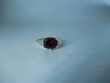 Sterling Silver Oval Mozambique Garnet Ring