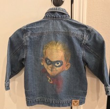 VINTAGE Disney Pixar The Incredibles Dash Blue Jean Jacket Youth Size 4 XS