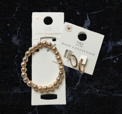 Rose Gold Rhinestone M&S Collection Costume Jewelry Earrings