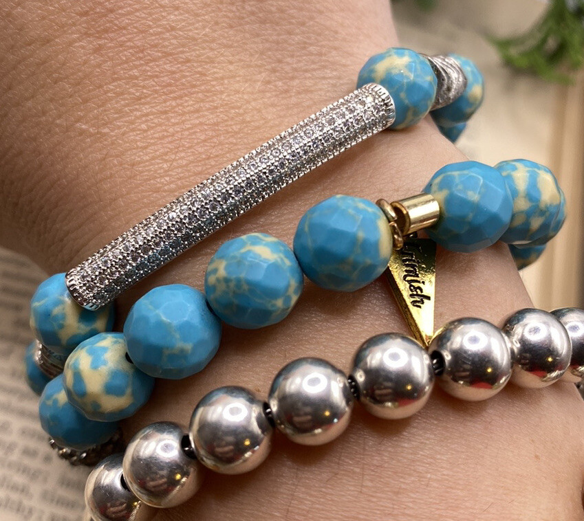 Erimish Beaded & Rhinestone Stack Bracelet Set Of… - image 1