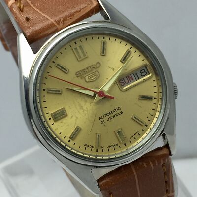 Seiko 5 Automatic 7019-6081 Day/Date Golden Dial Vintage Men's