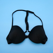 Victorias Secret Small Black Rhinestone Bling Underwired Strap Bikini Top Swim