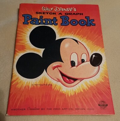 Vntg 1955 Walt Disney s Sketch A Graph Paint Coloring Book Ohio Art Mickey Mouse