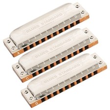 EASTTOP 3-pack 10Hole Diatonic harmoncia set Wood Comb Mouth Organ Lot key A C G