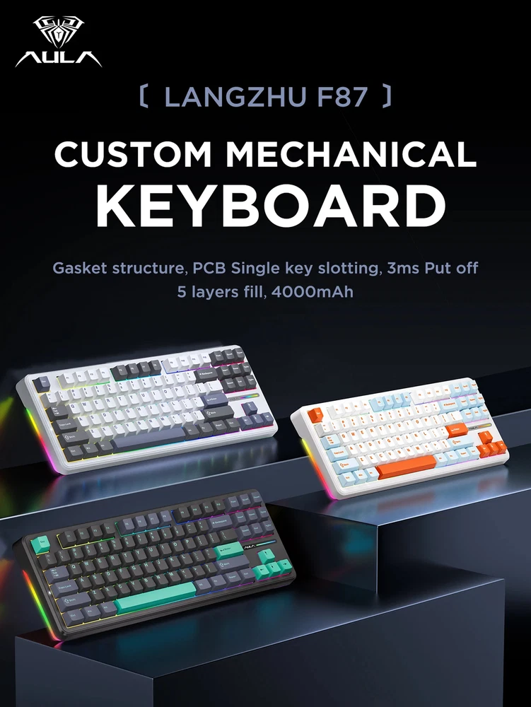 Bluetooth Tri-Mode 87-Key Hotswap Mechanical Gaming Keyboard Wireless