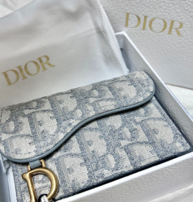 小物 Christian Dior / monogram jacquard stall Dior Saddle Flap Card Holder Grey Dior Oblique Jacquard / 100