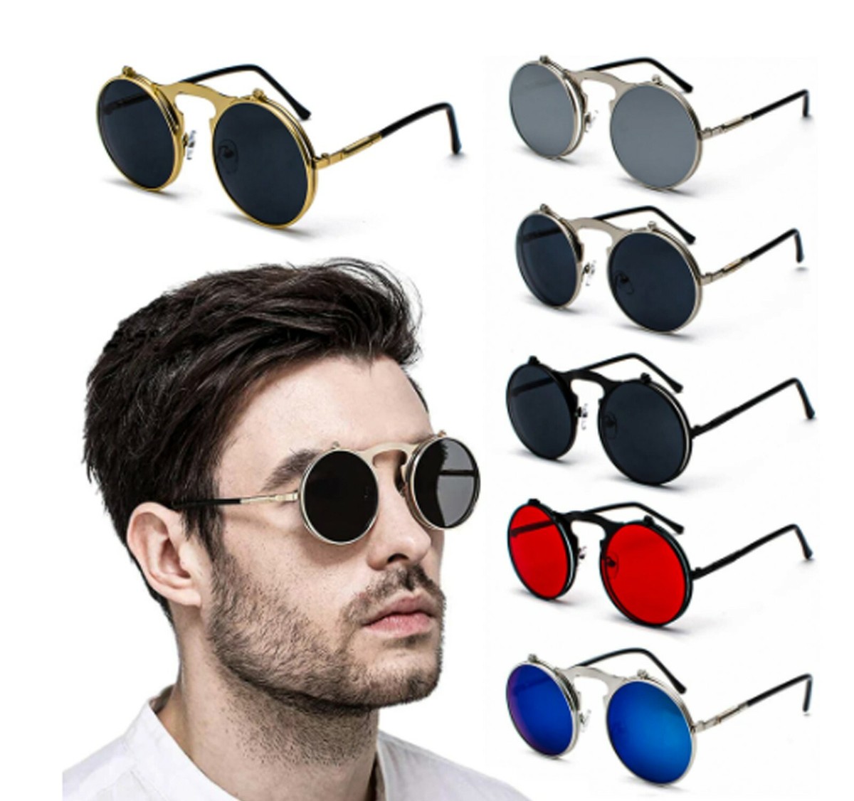 Metal Frame Round Sunglasses with UV Protection Polarized Round Sunglasses | UV400, Double Bridge - zenottic  main image 3