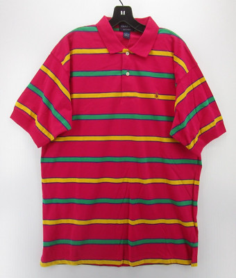 VINTAGE Gant Polo Shirt Men Large Pink Rugger Golf Pullover Striped Rugby NEW