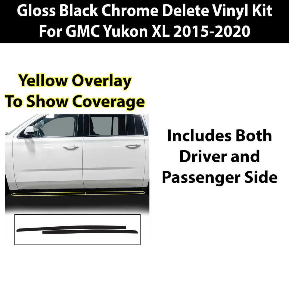 Se adapta a GMC Yukon XL 2015-2020 faldón lateral cromo borrar calcomanía vinilo apagón Foto 3 de 4