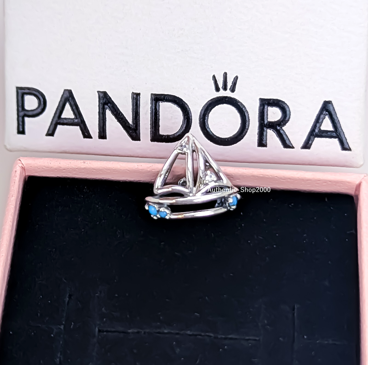 New 100% Authentic PANDORA 925 Ale Silver Blue Stones Sailboat