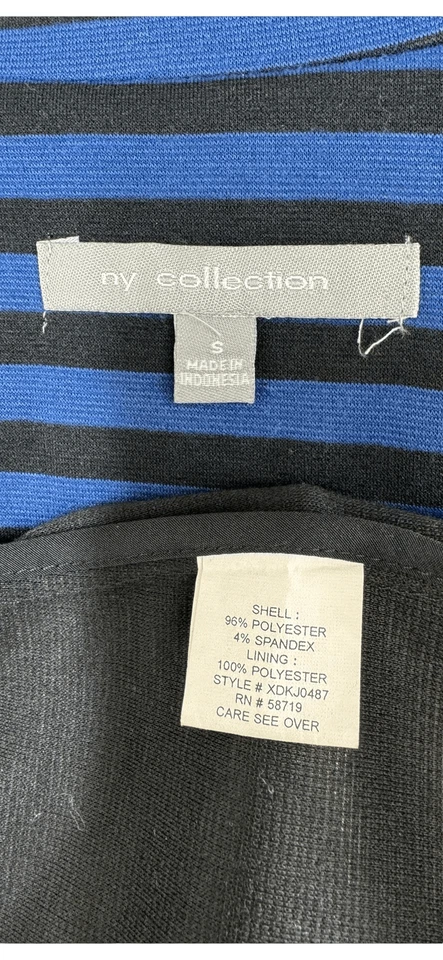 NY COLLECTION Blue Striped Long Sleeve Blazer Jacket Size S Career Formal - Image 2 of 4