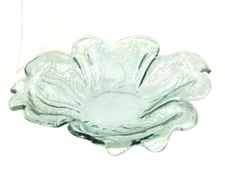 RARE Water Lily signed ANNIEGLASS USA aquamarine / green 10x11 hand-crafted bowl