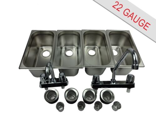 4 Compartment Concession Sink Portable Food Truck Trailer Hand Washing w/Faucets - Picture 1 of 8