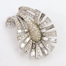 1950s Vintage Marcel Boucher Dress Fur Scarf Clip Rhinestone Phrygian Cap Silver