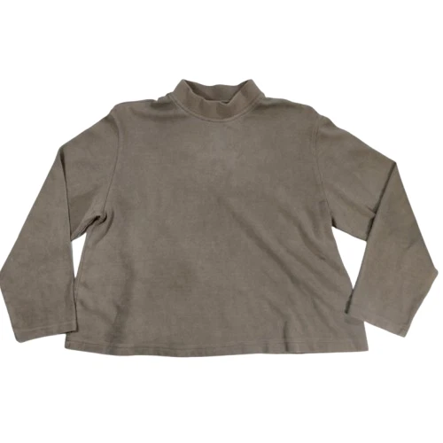 HERMÈS Felpa maglione misto seta Hermes logo H finto collo alto taglia 34 oliva