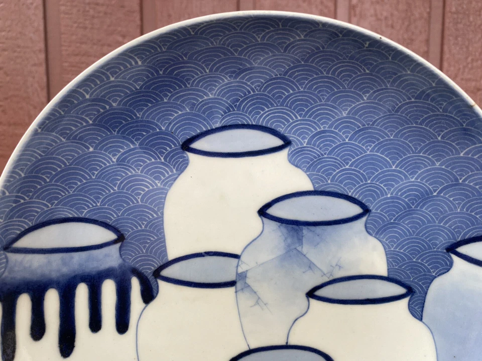 Plato/plato "frascos" de porcelana japonesa "azul y blanco" tipo NABESHIMA c.1880-1910 Foto 3 de 4