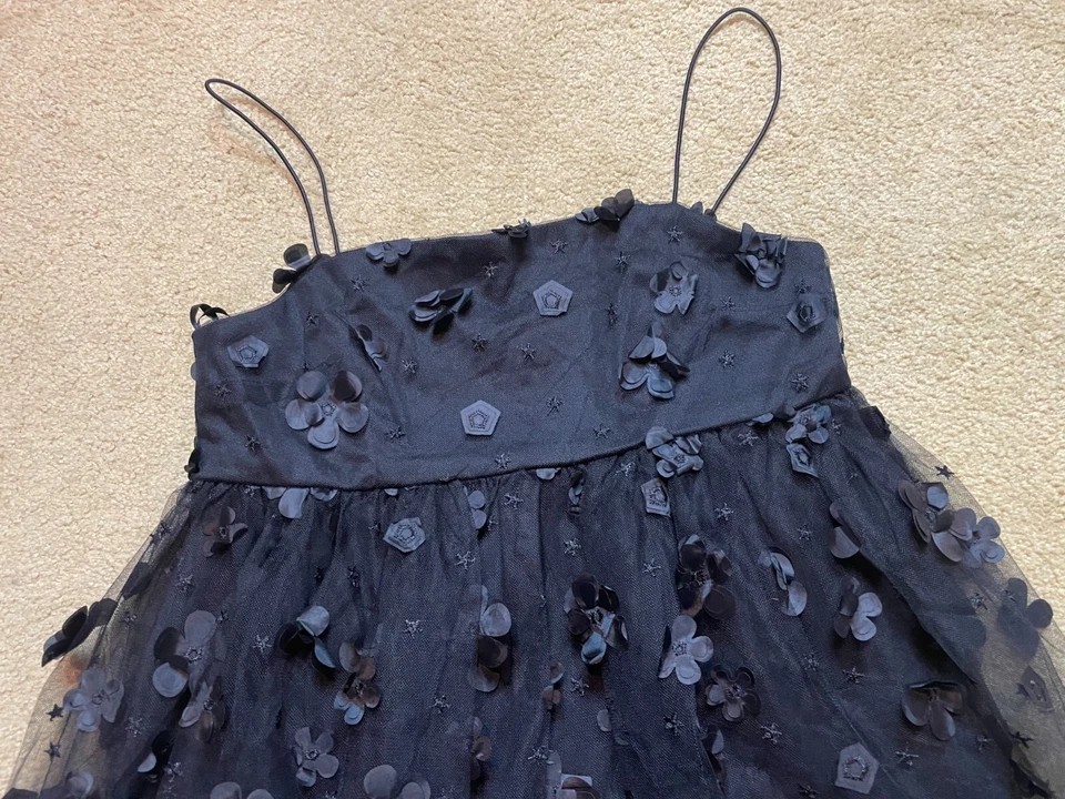 Trixxi Flower Petal Tutu Whimsigoth Cupcake Babydoll Mini Fairy Dress Black S - Image 3 of 4