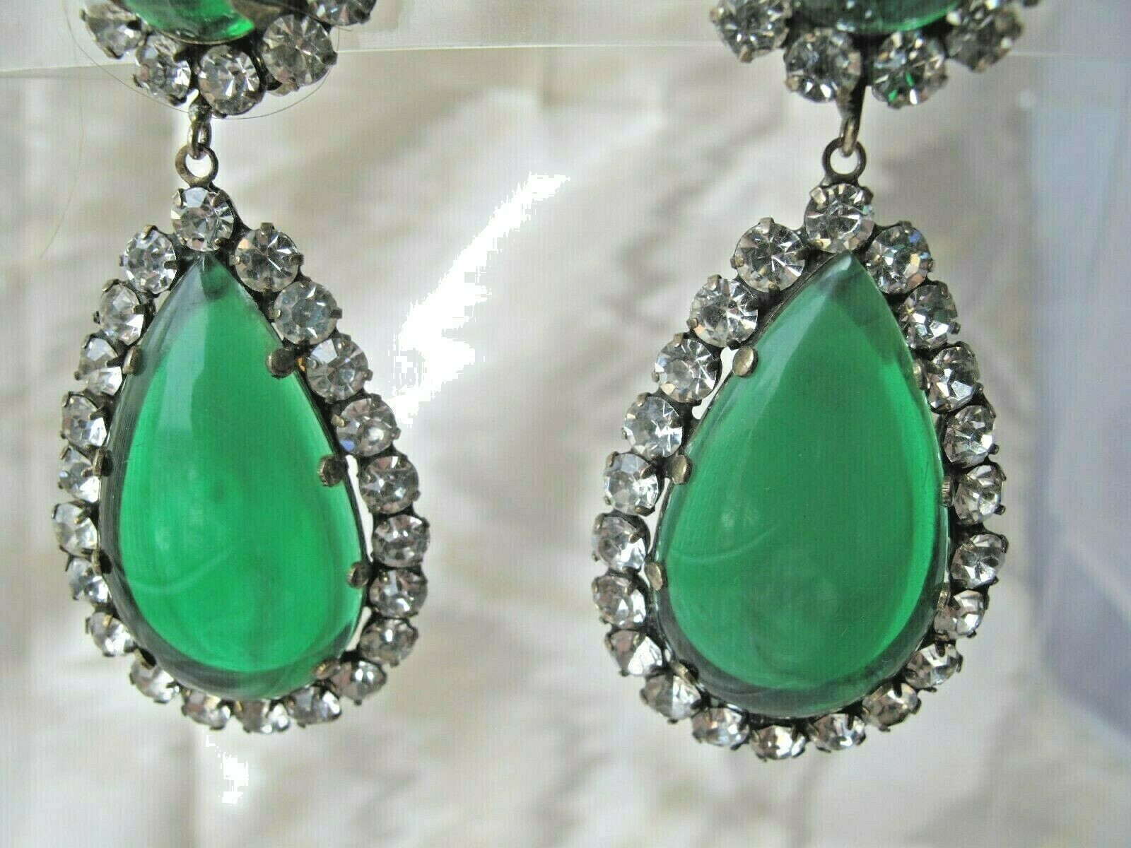 KENNETH JAY LANE EMERALD  GREEN & CRYSTAL CHANDEL… - image 4